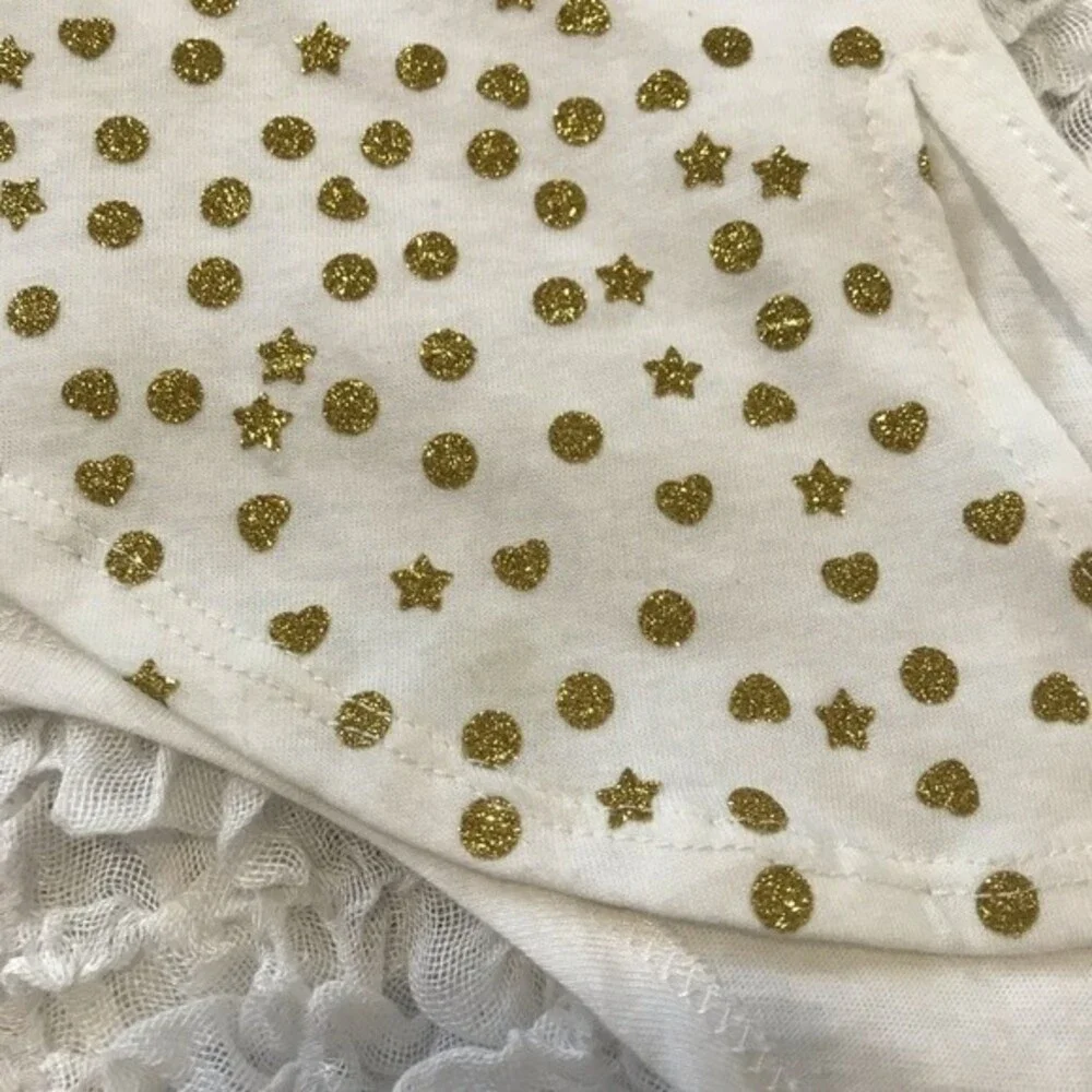 Disney kids cream short sleeve glitter Mini top size L disney mouse mickey